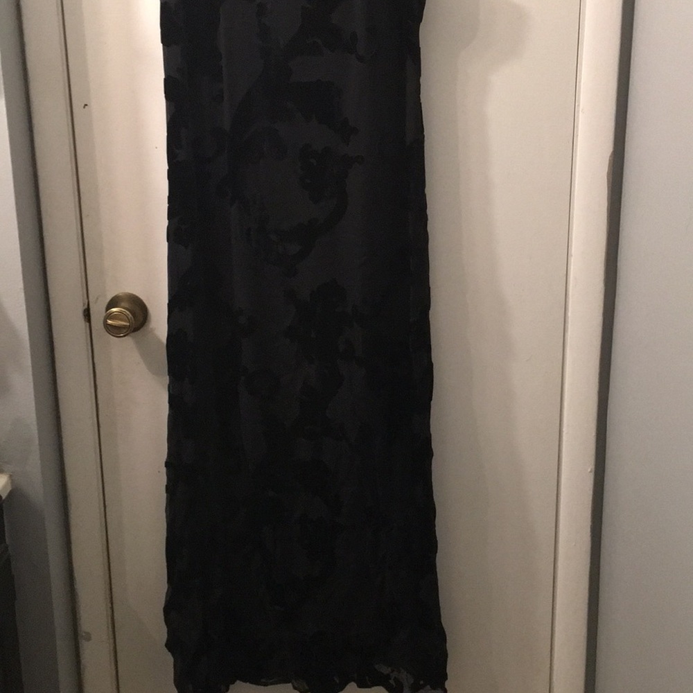Long black velvet cutout dress